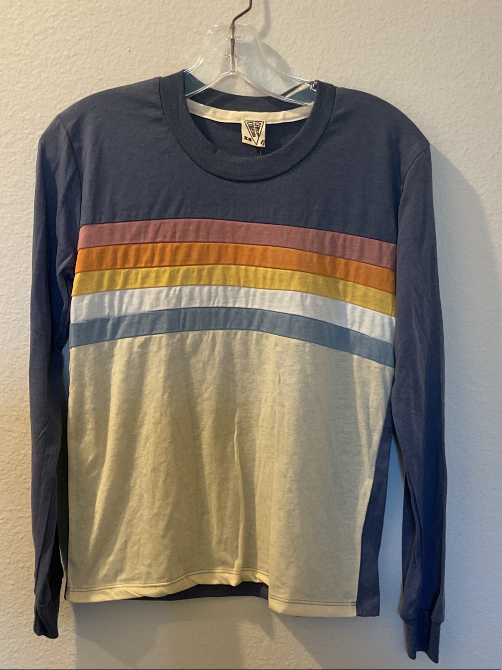 Retro Stripe Long-Sleeve Tee - Navy, Cream & Multi